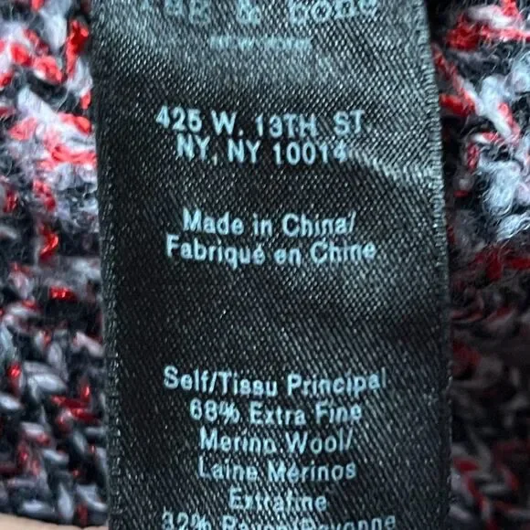 Rag & Bone Red Gray Merino Wool Blend Mock Turtleneck Sweater   Women's Size S - Picture 5 of 9